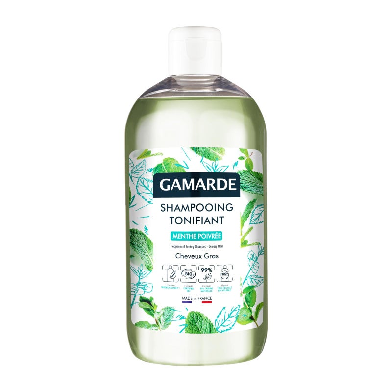 Gamarde Toning Shampoo Aloe Vera Clarifying Shampoo for Men Coconut Oil Strengthens Hair Peppermint Essential Oil Freshens Hair 1689 oz