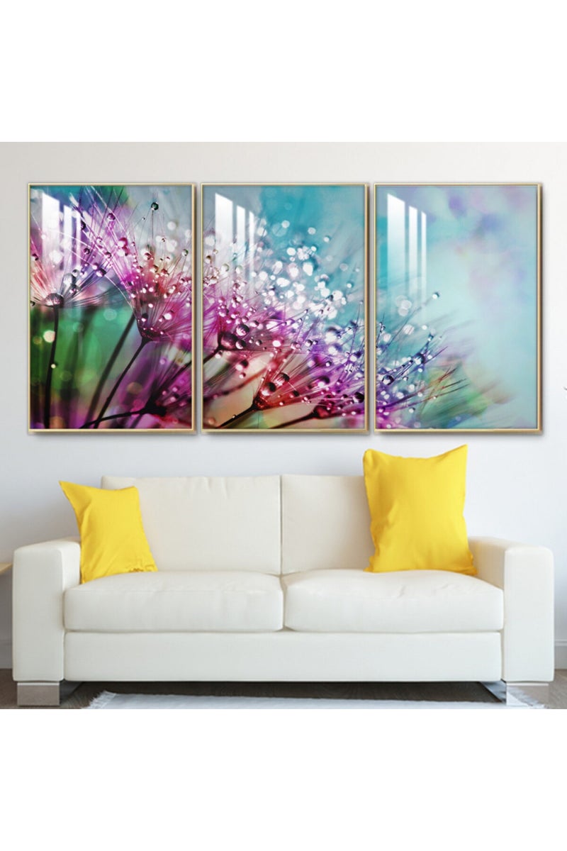 Marktna Three wooden wall painting with a frame and a clear acrylic layer - Image 1
