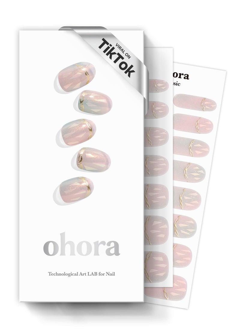 ohora Semi Cured Gel Nail Strips (N Pink Mermaid) - Hologram, Pattern, Works with Any UV/LED Lamps, Salon-Quality, Long Lasting, Easy to Apply & Remove - Includes 2 Prep Pads, Nail File & Wooden Stick - Image 1
