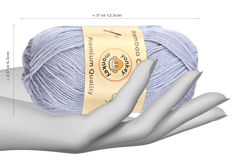 Yonkey Monkey 10-Pack of Yonkey Monkey 500 Grams Yarn - 70% Rayon derived from Bamboo, 30% Cotton - Imported - White Gray 9006 - Image 2