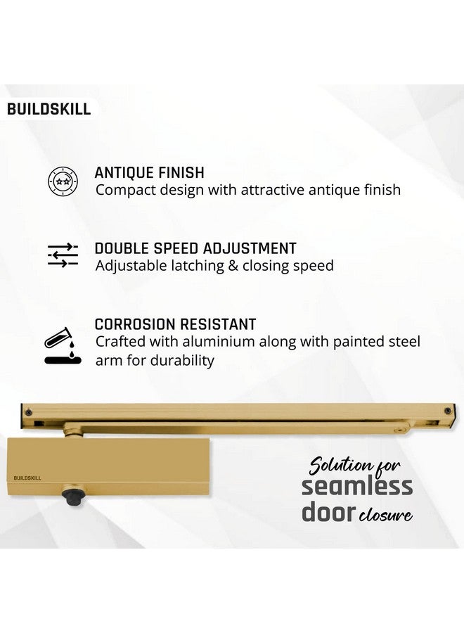 BUILDSKILL جهاز إغلاق الأبواب الهيدروليكي من بيلد سكيل مع ذراع بيلمت، جهاز إغلاق للأبواب الخشبية، الألمنيوم، الأبواب المعدنية، جهاز إغلاق أوتوماتيكي للأبواب المنزلية، مثبت باب بسرعة قابلة للتعديل، 85 كجم، عتيق (عبوة من 1) - Image 4
