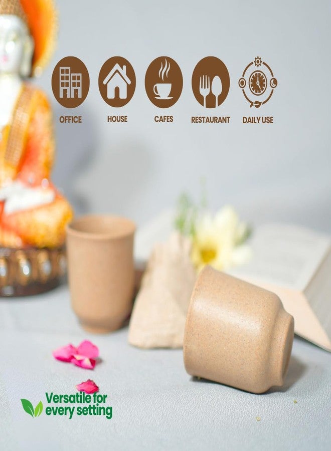 Pacing Grass Chai Cup Set of 6 Tea Kullads Microwave Safe Reusable Bamboo, 160ml, Eco-Friendly Bamboo Bio-Composite Cup for Serving Tea, Hot & Cold Coffee Marriage Gifts for Wedding - Image 2