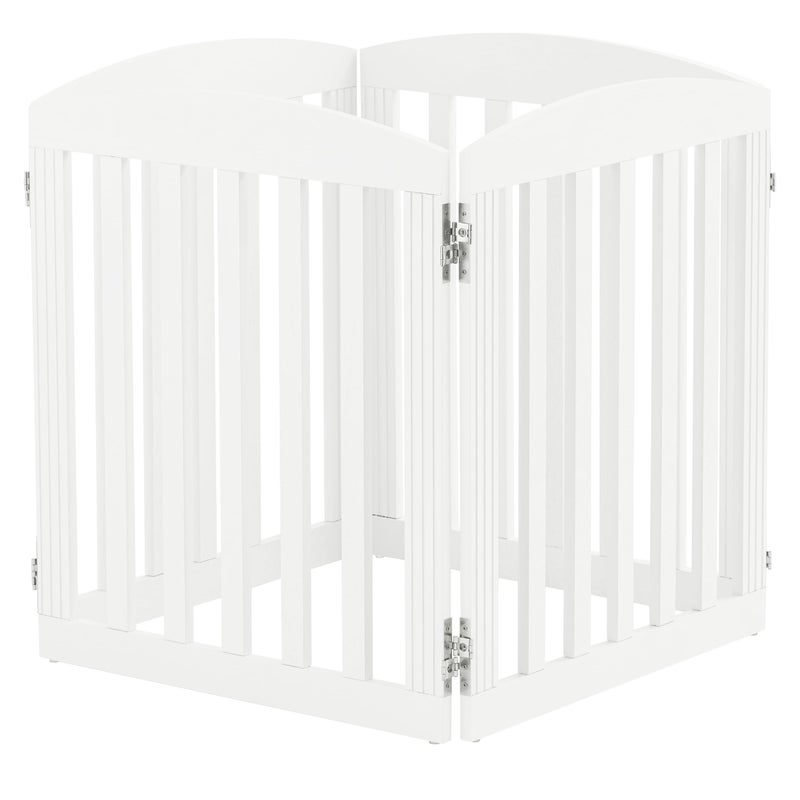 SPIRICH 96" Extra Wide 28" Tall Wooden Freestanding Foldable Dog Gate, Pet Gate Indoor, 4 Panels, White - Image 5