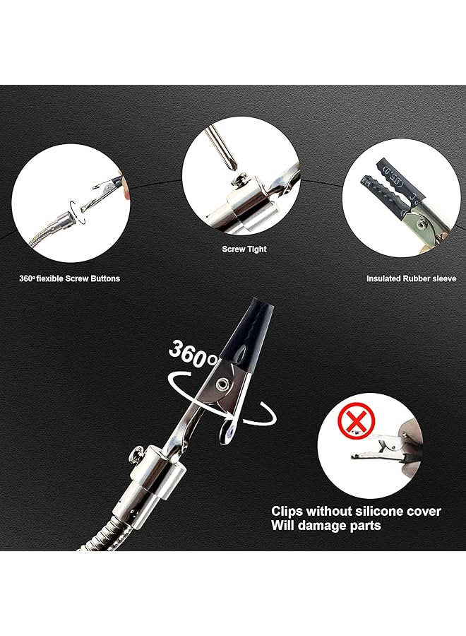 erorex Soldering Station Helping Hands With Magnifying Glass Third Hand Solder Tool Pcb Holder Heavy Duty Base Plate Four Flexible Arms For Soldering And Electronic Repair - Image 3