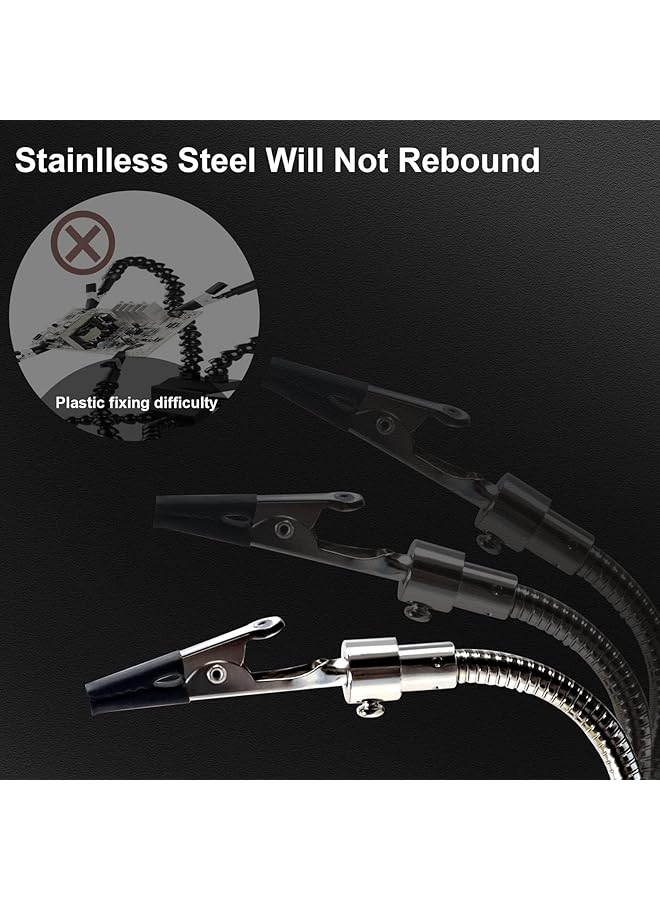 erorex Soldering Station Helping Hands With Magnifying Glass Third Hand Solder Tool Pcb Holder Heavy Duty Base Plate Four Flexible Arms For Soldering And Electronic Repair - Image 4