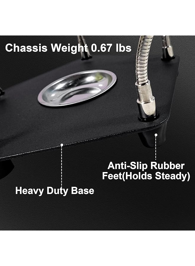 erorex Soldering Station Helping Hands With Magnifying Glass Third Hand Solder Tool Pcb Holder Heavy Duty Base Plate Four Flexible Arms For Soldering And Electronic Repair - Image 5