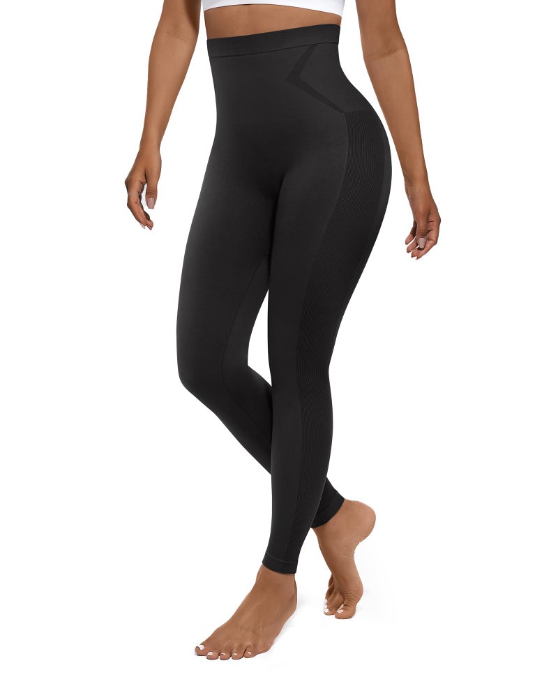 FeelinGirl Seamless Leggings for Women Tummy Control High Waist Compression Shapewear Pants Black Leggings Women Black X-Large - Image 1