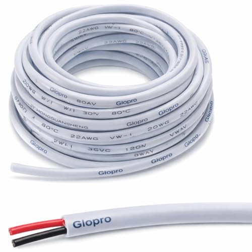 Glopro Store GloproStore PVC copper wire 2 core 1mm White electrical extension wire (25 feet, white) - Image 1