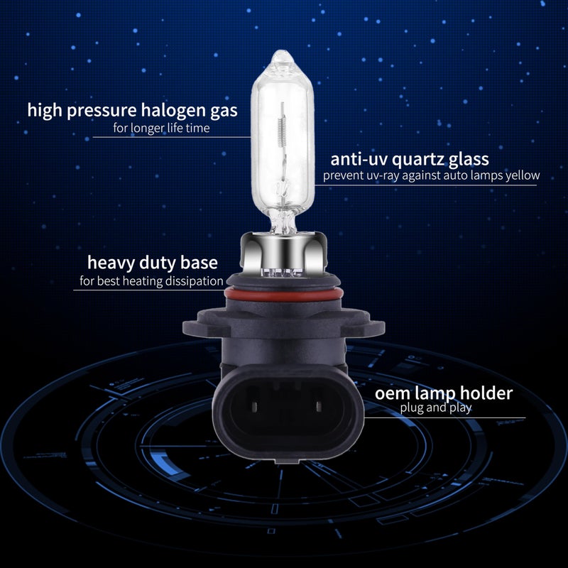 NEWBROWN 9005 Headlight Bulbs 200% brightness 4300K White 12V/60W HB3 9005 Bulb Halogen Long Life Replacement P20D (9005/HB3, 2 Pack) - Image 2