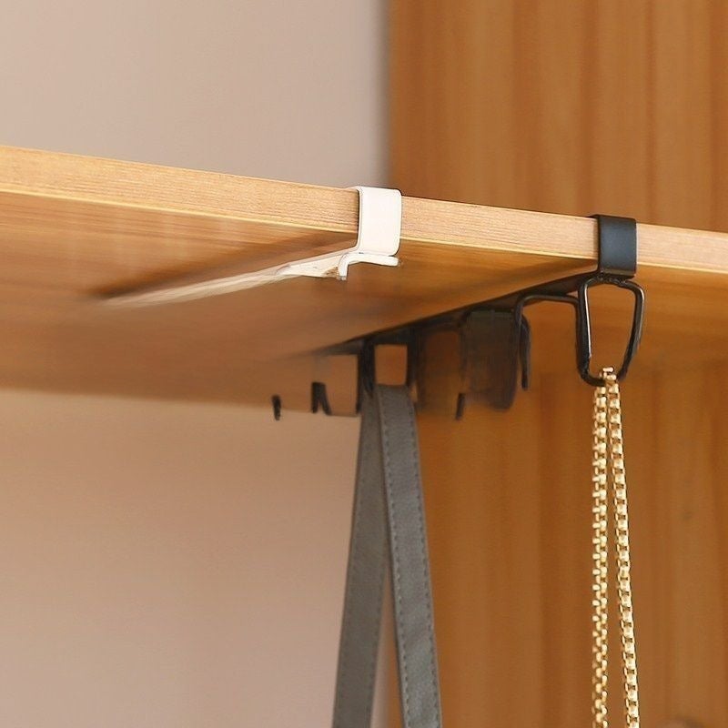 Double Row No-Drill Hooks Cup Holder Storage Black - Image 4