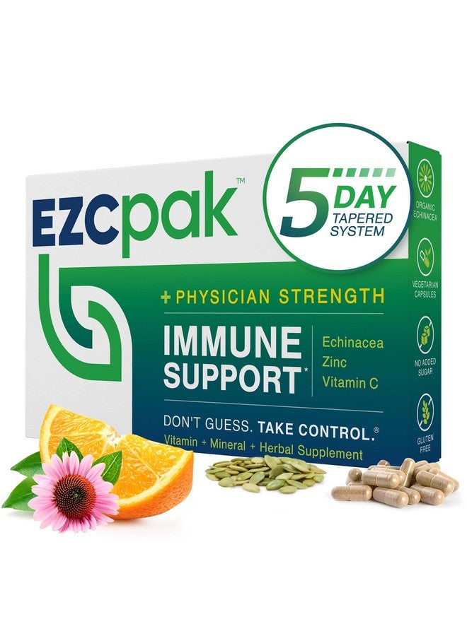 إي زد سي باك مكمل غذائي EZC Pak 5-Day Tapered Immune Support Booster - فيتامين لدعم المناعة، إشنسا، فيتامين سي الزنك، فيتامينات لدعم الجهاز المناعي، معززات المناعة للبالغين - فيتامينات لدعم المناعة - Image 1
