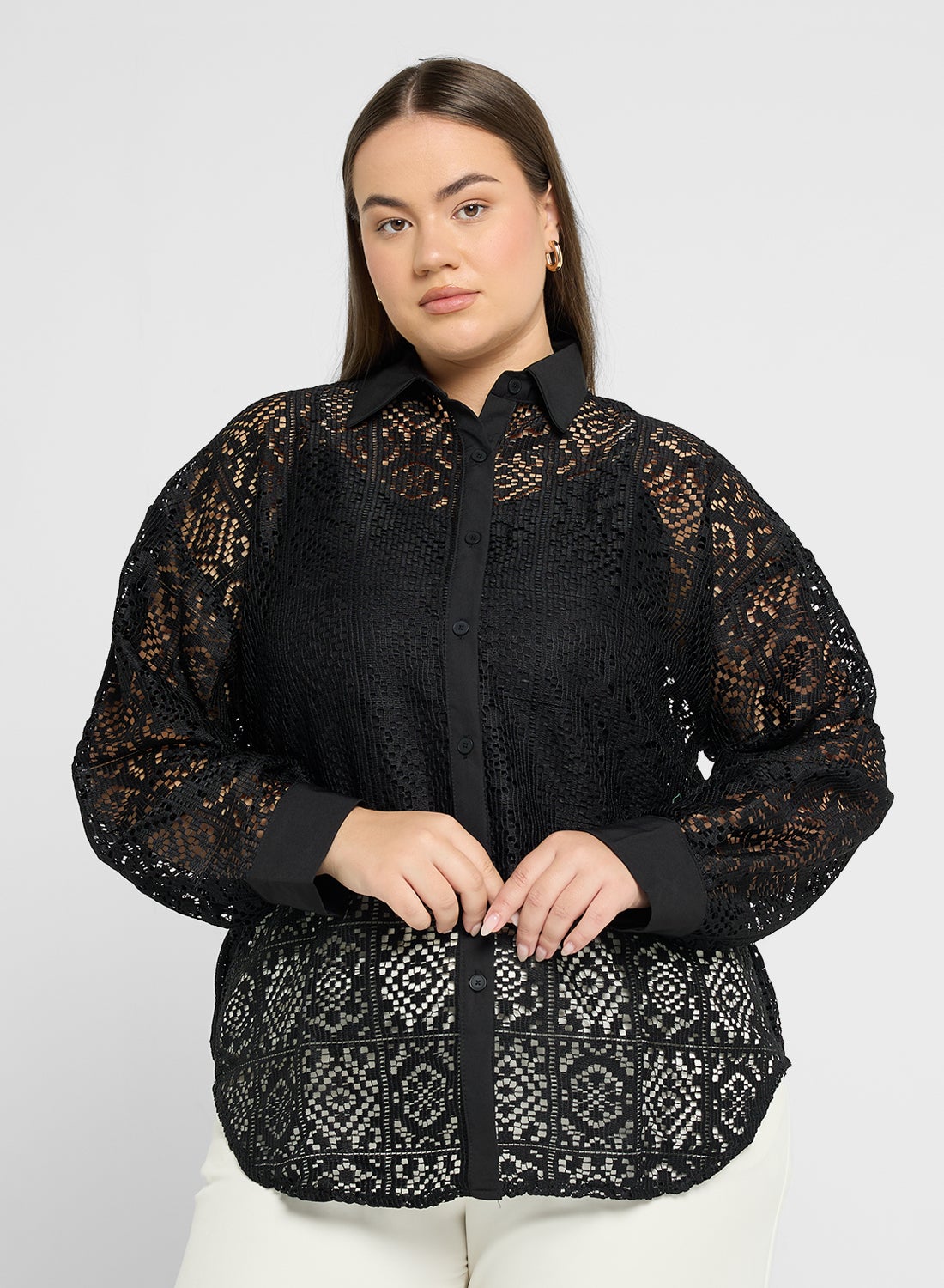 eLLa doby dot jacquard blouse