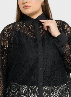 Ella Plus Lace Button Down Shirt  - Image 3