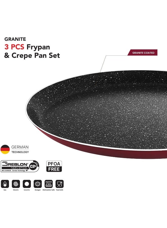 RAJ طقم أدوات طهي مقلاة غير لاصقة 24 سم ومقلاة كريب 24 سم مع ملعقة - Image 3