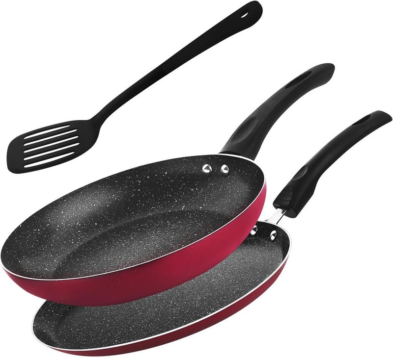 RAJ طقم أدوات طهي مقلاة غير لاصقة 24 سم ومقلاة كريب 24 سم مع ملعقة - Image 1