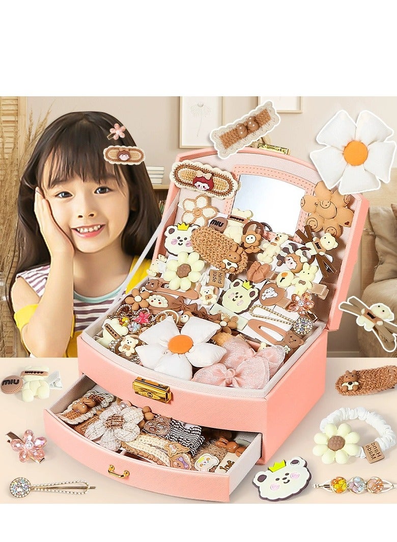 Deluxe Little Girls Hair Accessories Set with Gift Box, Barrettes, Hair Elastic Bands, Colourful Cartoon Hairpin Set (Milk card series) - Image 2