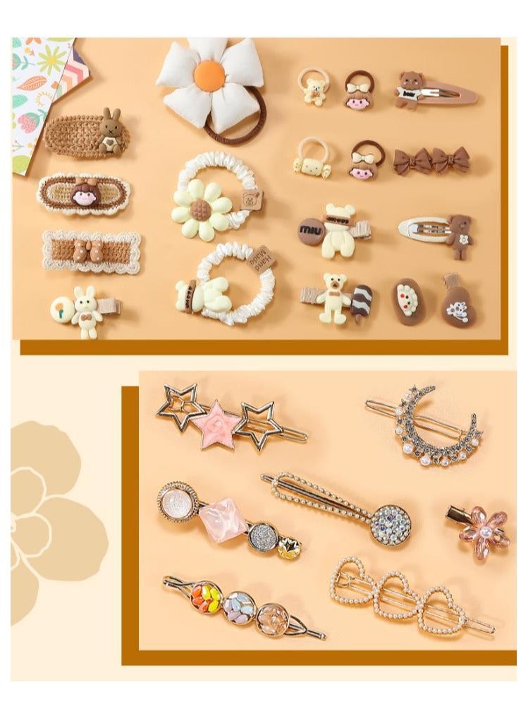 Deluxe Little Girls Hair Accessories Set with Gift Box, Barrettes, Hair Elastic Bands, Colourful Cartoon Hairpin Set (Milk card series) - Image 3