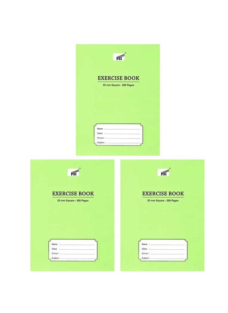 Psi - 3-Piece20mm Square Lined Exercise Notebook 200 Pages - Image 1