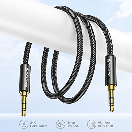 Syncwire Long Aux Cable 6.5Ft- Auxiliary Audio Cable for Headphones, Car, Home Stereos, iPhone/Ipad iPod/Echo Dot, Galaxy S8/ Galaxy Note 8/ Smartphones & More - Black - Image 4