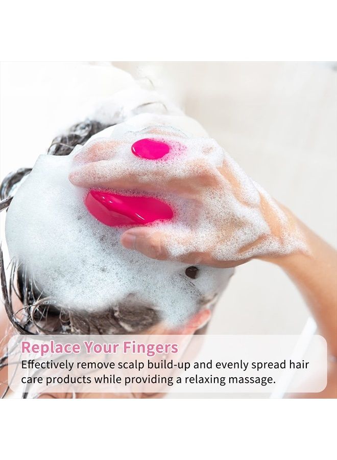 FReatech Scalp Massager Shampoo Brush with Soft Silicone Bristles for Scalp Care, Shower Hair Scalp Scrubber Exfoliator for Dandruff Removal and Hair Growth, Wet & Dry for Men, Women and Kids, Red - Image 2
