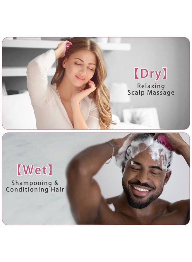 FReatech Scalp Massager Shampoo Brush with Soft Silicone Bristles for Scalp Care, Shower Hair Scalp Scrubber Exfoliator for Dandruff Removal and Hair Growth, Wet & Dry for Men, Women and Kids, Red - Image 5