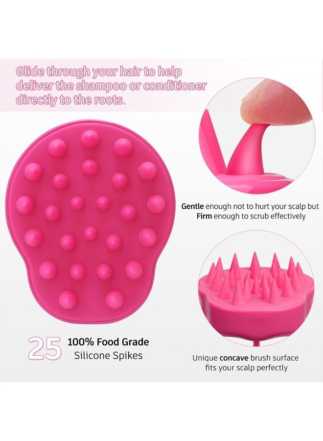 FReatech Scalp Massager Shampoo Brush with Soft Silicone Bristles for Scalp Care, Shower Hair Scalp Scrubber Exfoliator for Dandruff Removal and Hair Growth, Wet & Dry for Men, Women and Kids, Red - Image 4