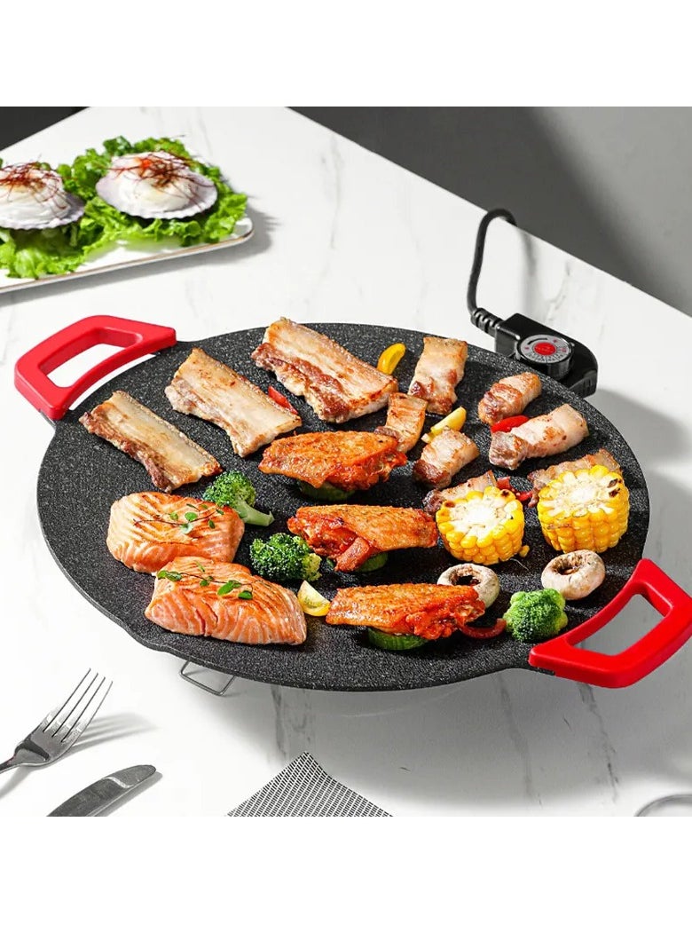 Y&D Multifunctional Electric Grill For Household Non-stick Roast Iron Plate Smokeless Electric Frying Pan Steak Grill Pan (Suitable For 2-6 People) Five-Speed Temperature Adjustment Diameter 28cm 700W  - Image 1