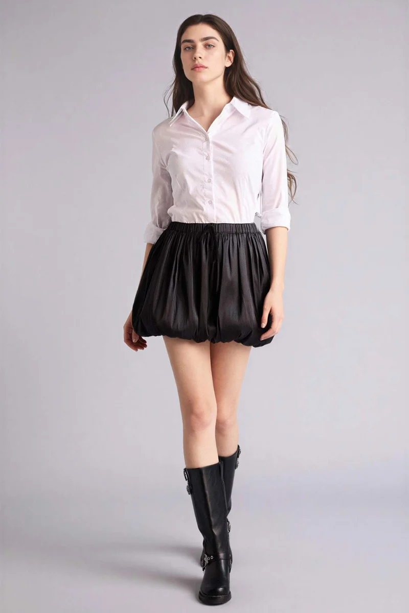 ديفاكتو Balloon Fit Taffeta Normal Waist Mini Skirt