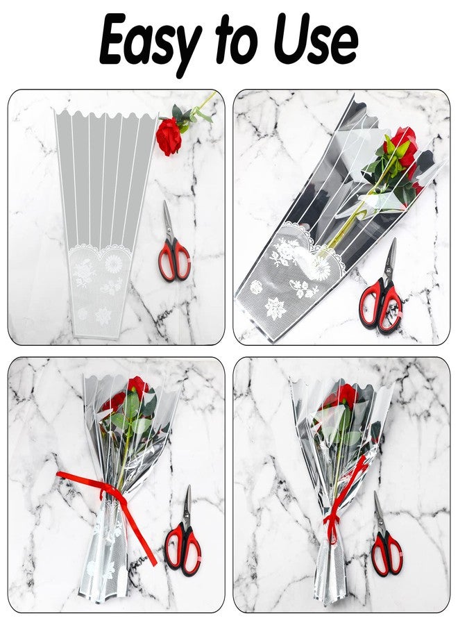 FOIMAS 100pcs Flower Bouquet Bag Plastic Wrapping Bags Clear Floral Bouquet Sleeve Cellophane Sleeves Flower Bouquet Packaging Bags for Flower Craft Birhtday Wedding Valentine's Day Mother's Day - Image 4