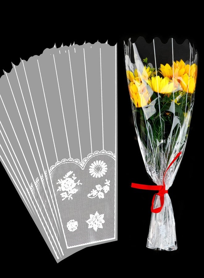 FOIMAS 100pcs Flower Bouquet Bag Plastic Wrapping Bags Clear Floral Bouquet Sleeve Cellophane Sleeves Flower Bouquet Packaging Bags for Flower Craft Birhtday Wedding Valentine's Day Mother's Day - Image 1