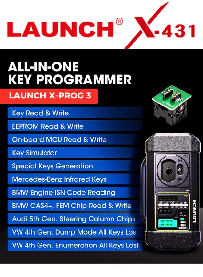 X431 X-Prog3 Remote Key Programmer, All key Lost Advanced Scan Tool with Eeeprom Adapter Support for X431 V V plus,Pro3S Plus Pro3 Pro5 and Pad 3 Pad 5 Diagzone Xpro5 prodiag xdiag etc.