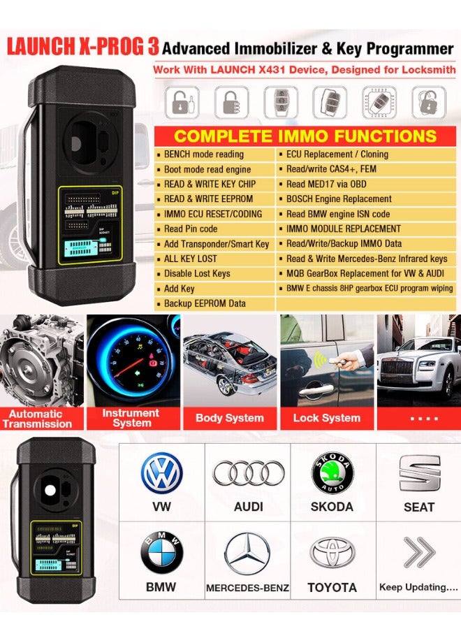 X431 X-Prog3 Remote Key Programmer, All key Lost Advanced Scan Tool with Eeeprom Adapter Support for X431 V V plus,Pro3S Plus Pro3 Pro5 and Pad 3 Pad 5 Diagzone Xpro5 prodiag xdiag etc.