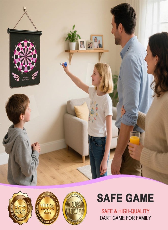 ALREMXUO Magnetic Dart Board for Kids, Dartboard Games, Toys for Teens Boys Girls Age 6 7 8 9 10 11 12 13 14 15 16 Years, Gifts Ideas for Christmas, Birthday, Easter, Room Decor, Pink - Image 4