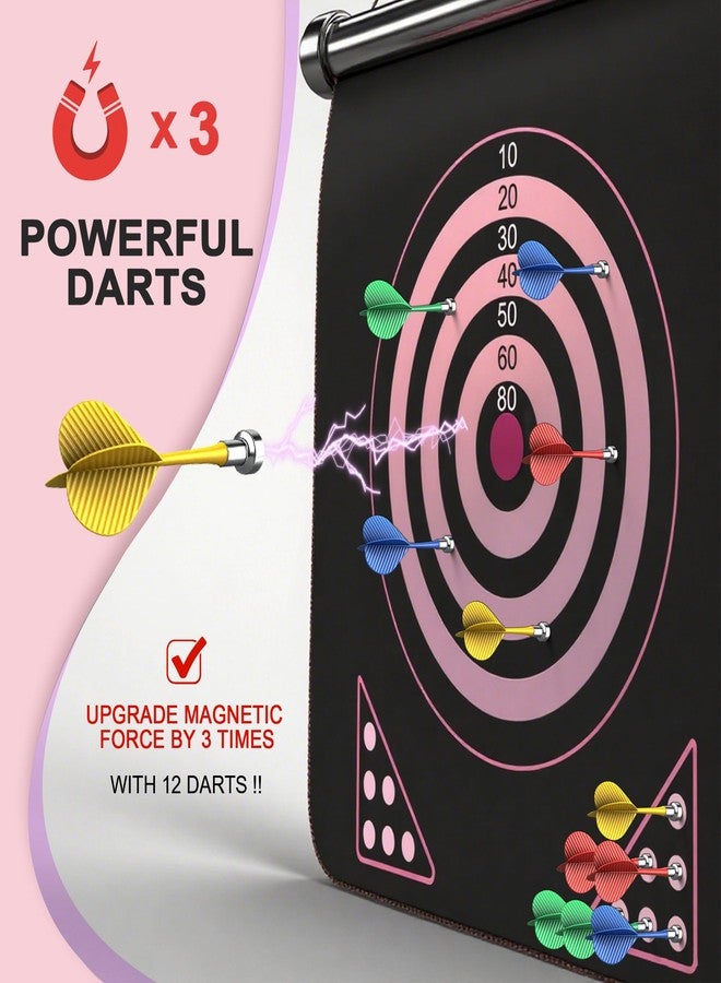 ALREMXUO Magnetic Dart Board for Kids, Dartboard Games, Toys for Teens Boys Girls Age 6 7 8 9 10 11 12 13 14 15 16 Years, Gifts Ideas for Christmas, Birthday, Easter, Room Decor, Pink - Image 3