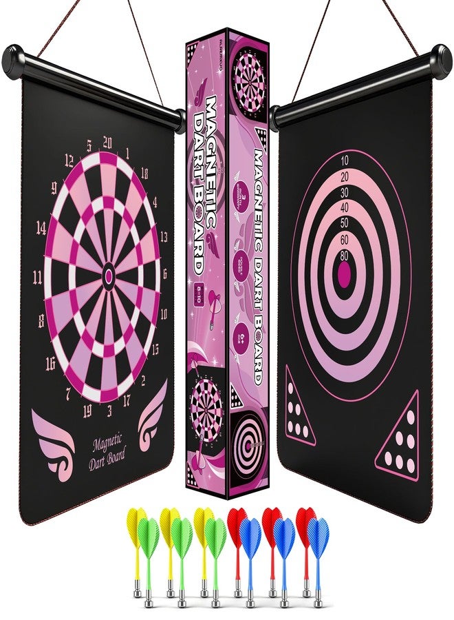 ALREMXUO Magnetic Dart Board for Kids, Dartboard Games, Toys for Teens Boys Girls Age 6 7 8 9 10 11 12 13 14 15 16 Years, Gifts Ideas for Christmas, Birthday, Easter, Room Decor, Pink - Image 1