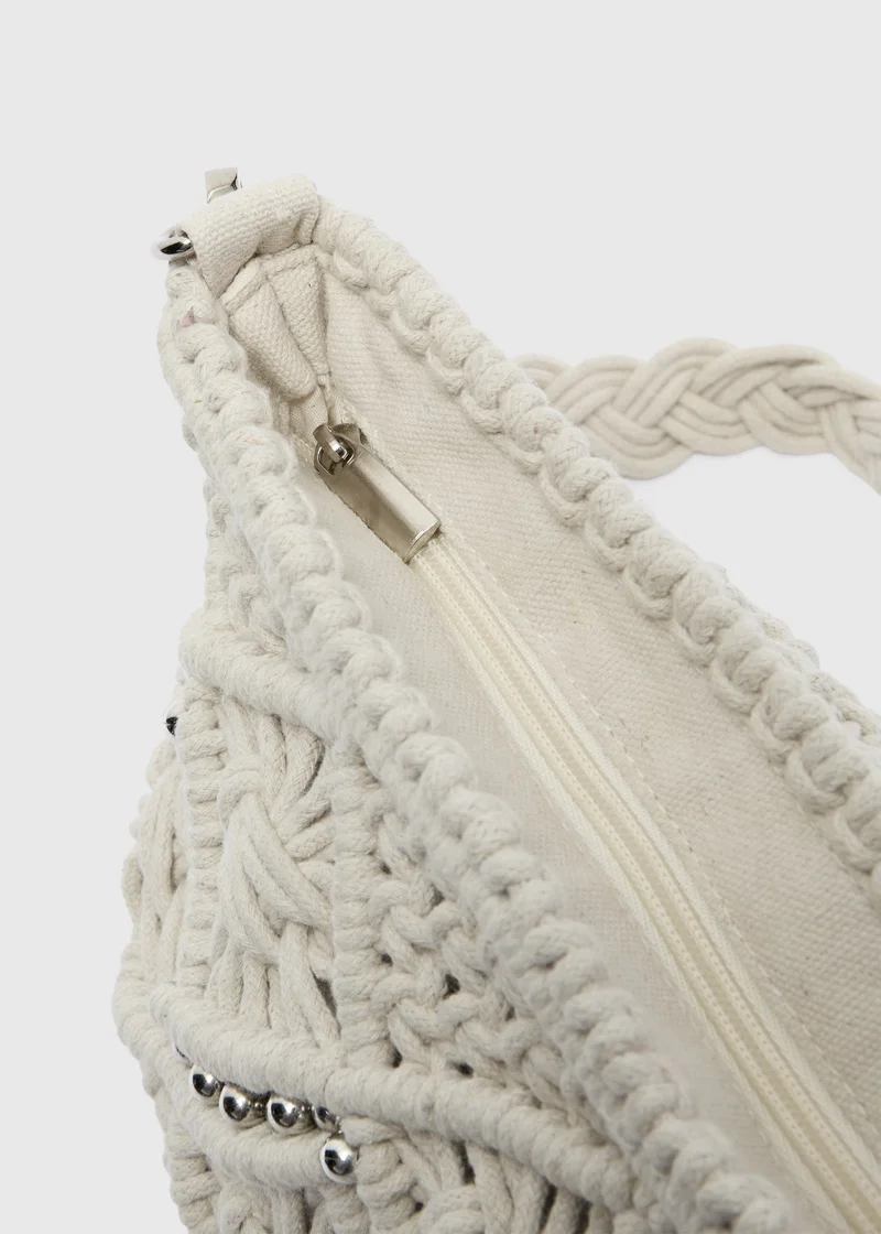 ماتلان Cream Macrame Cross Body Bag