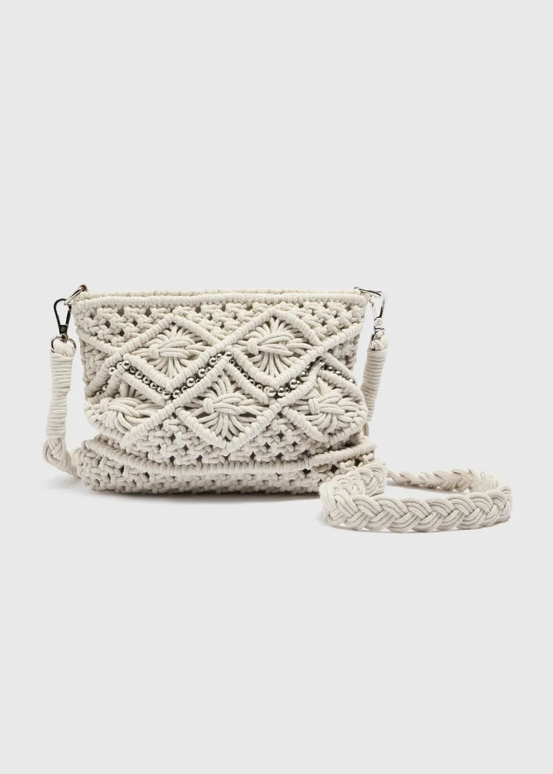 ماتلان Cream Macrame Cross Body Bag