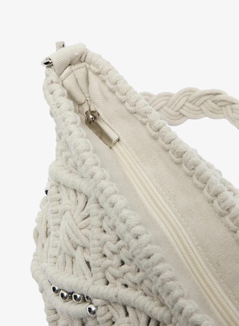 ماتلان Cream Macrame Cross Body Bag
