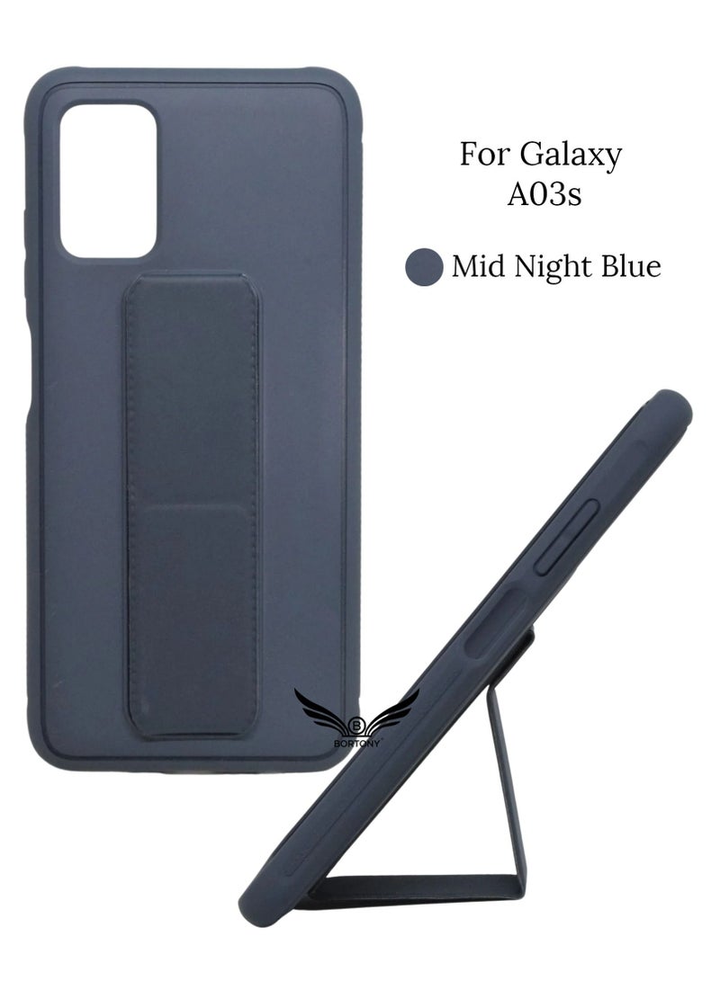 BORTONY Premium Silicone Hand Strap Grip,Car Mount Kickstand And Finger Grip Case Cover For Samsung Galaxy A03s - Image 1