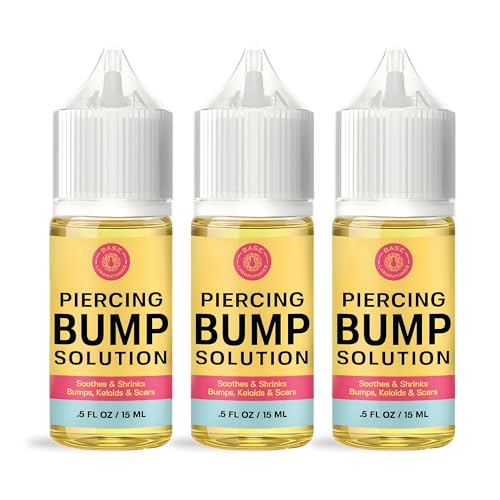 BASE LABORATORIES Piercing Bump & Keloid Bump Removal Solution | Soothing Piercing Aftercare | Bump Keloid Scar Removal | Ear & Nose Piercing Cleaner for Keloid Bumps | Piercing Aftercare Oil | 3PK - Image 1