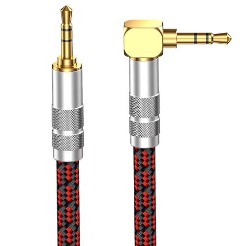 Primeda 3.5mm Aux Cord 3.2ft/1m,Audiophile Stereo Audio Cable Braided Gold-Plated Unbreakable for Laptop Tablets,Headphones, Smartphones,Cars,MP3 Players - Image 1