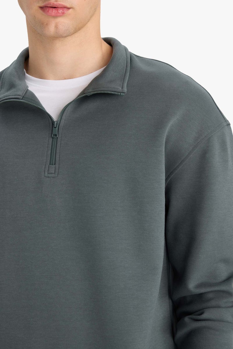 DeFacto Green Man Boxy Fit Long Sleeve Sweatshirt Casual - Image 5