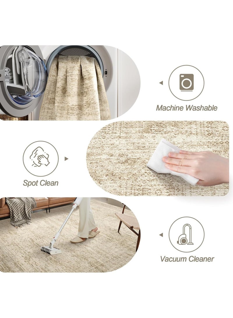 Area Rugs for Living Room,Non Slip Backing Low Pile Rugs,Ultra Soft Modern Abstract Area Rug Stain Resistant Thin Carpets for Bedroom Dining Room Farmhouse Nursery Home Office - Image 3