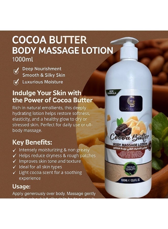 Global Lush Cocoa Butter Body Massage Lotion – 1000ml for Smooth, Hydrated Skin - Image 3