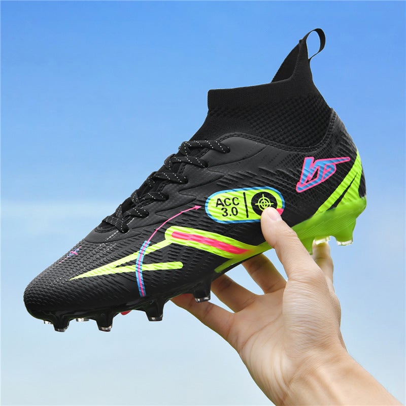 High-Top Football Shoes Tf Broken Nails Artificial Lawn Ag Nail Leather Feet Boys And Girls Children Teenagers Students Training Shoes - Image 5