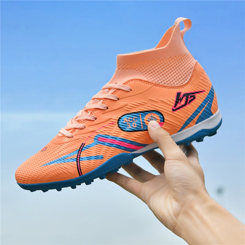 High-Top Football Shoes Tf Broken Nails Artificial Lawn Ag Nail Leather Feet Boys And Girls Children Teenagers Students Training Shoes - Image 3