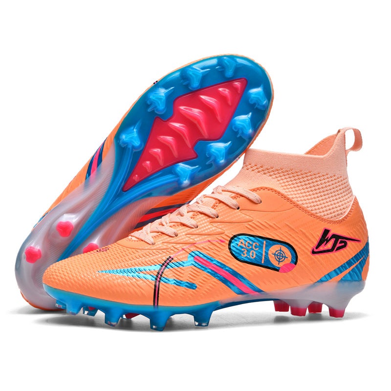 High-Top Football Shoes Tf Broken Nails Artificial Lawn Ag Nail Leather Feet Boys And Girls Children Teenagers Students Training Shoes - Image 1