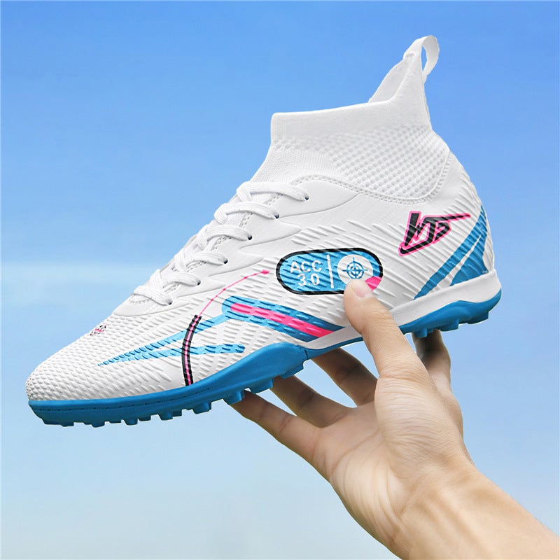 High-Top Football Shoes Tf Broken Nails Artificial Lawn Ag Nail Leather Feet Boys And Girls Children Teenagers Students Training Shoes - Image 2