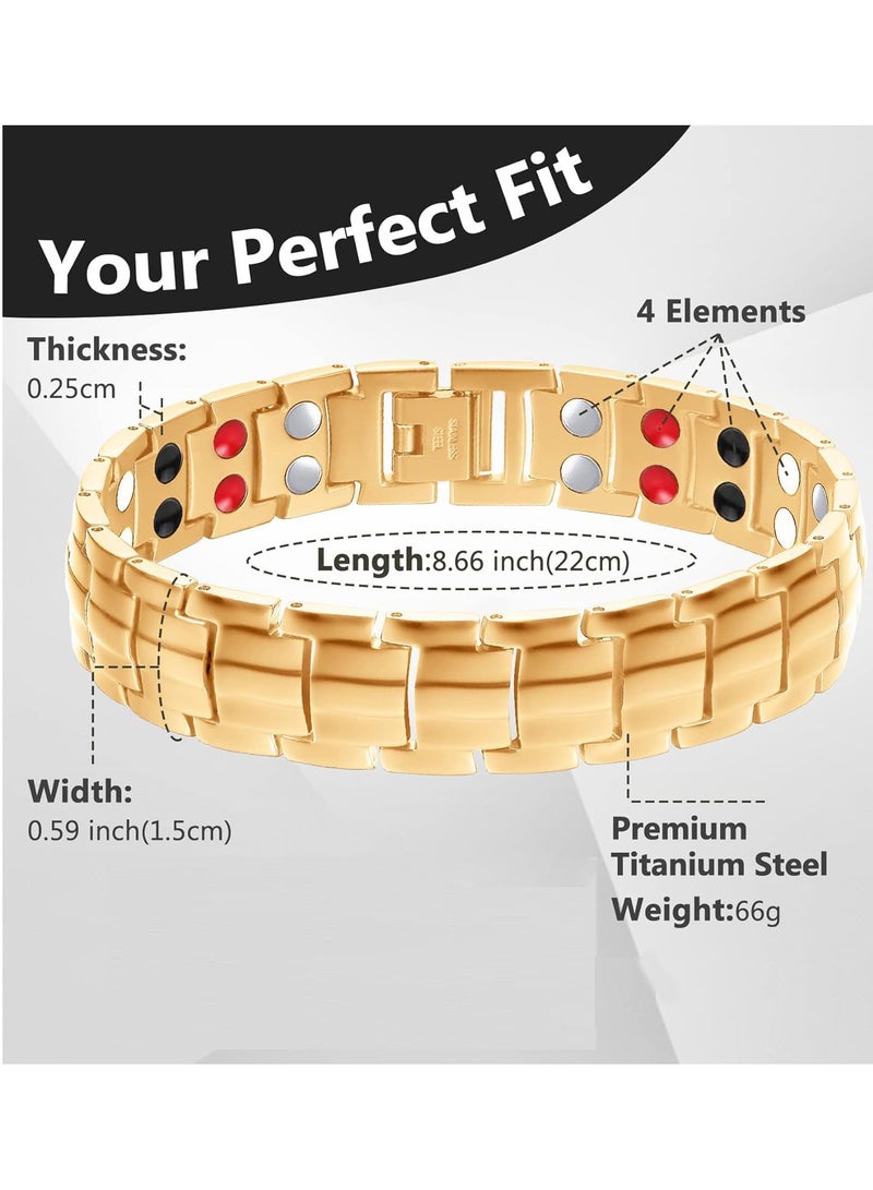 جيج بي في قوس مغناطيسي من فولاذ التيتانيوم للرجال مع أنواع مغناطيسية ذات صف مزدوج 4 (ذهب) - Image 3