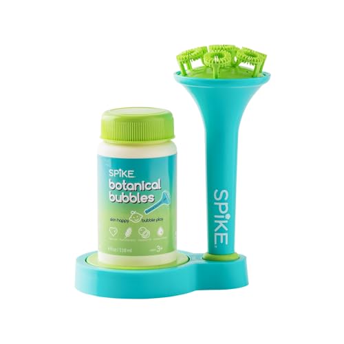 Spike Innobaby Spike Bubble Blower with Mess Free Botanical Bubbles and Dipping Tray - Magic Wand Blows Oodles of Bubbles Without The Mess - Recommended for Speech, Visual & Motor Development - Color: Aqua - Image 1